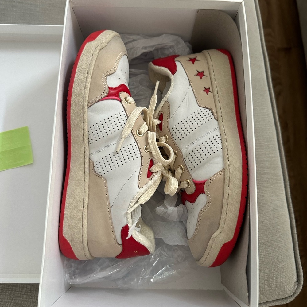 Sandro  Beige and Red Sneakers